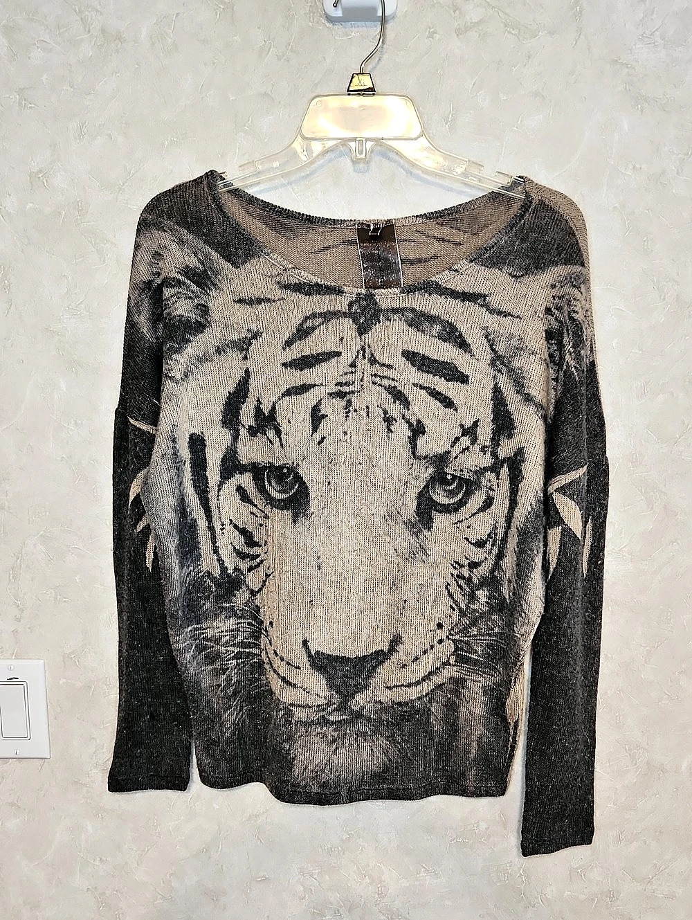 Moon Collection Tiger Print Sweater in Brown & Black